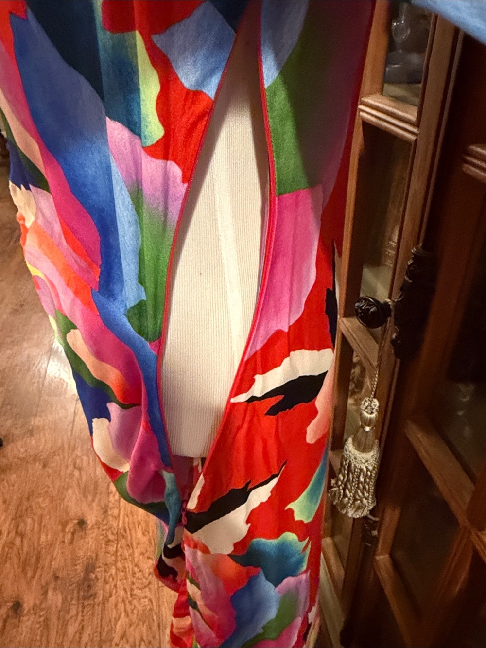 Vibrant Farm Rio Red One-Shoulder Floral Maxi Dress - Picture 8 of 9
